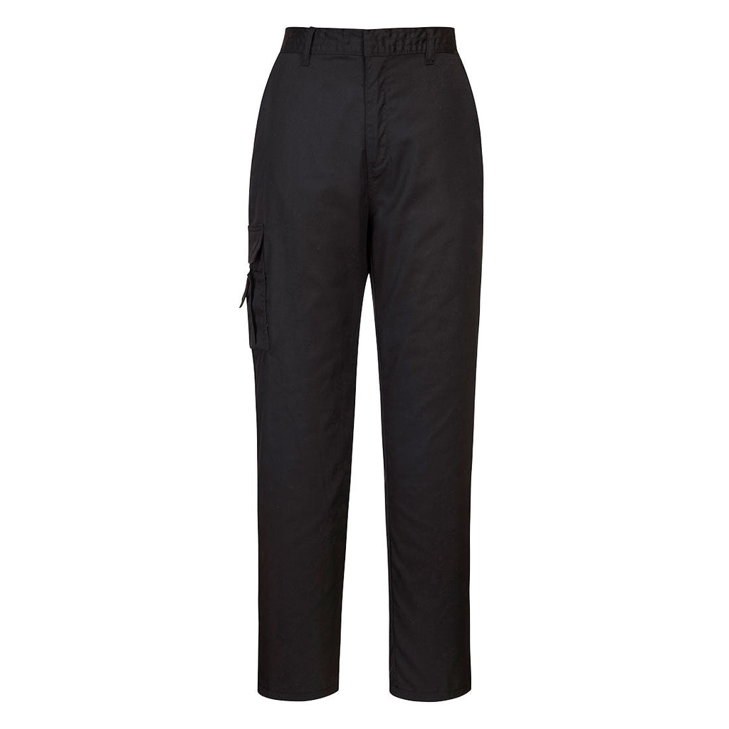 Damen-Bundhose dunkel, mit Seitentaschen und Knopfverschluss