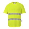 Warnschutz-T-Shirt, gelb mit reflektierenden Streifen vorn, Rundhalsausschnitt