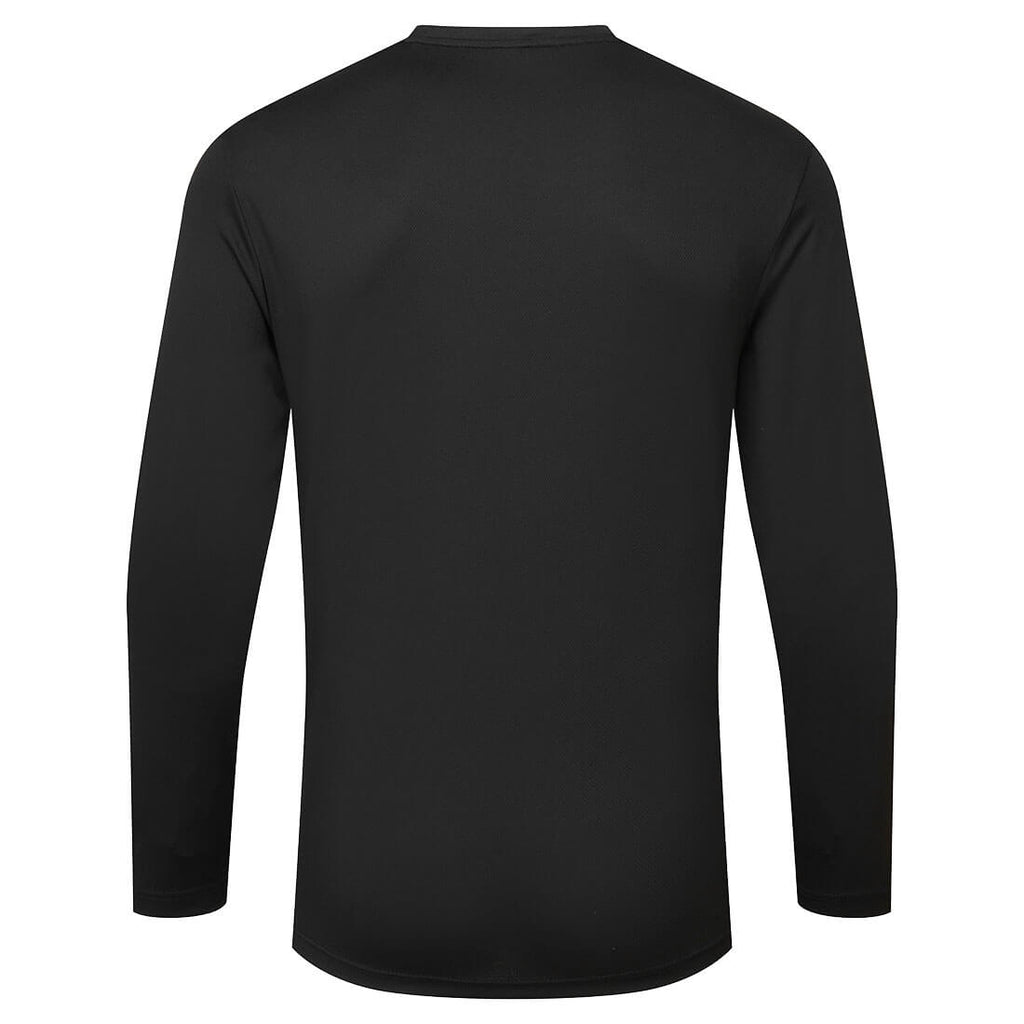 Schwarzes Langarmshirt mit Rundhalsausschnitt, Rückseite