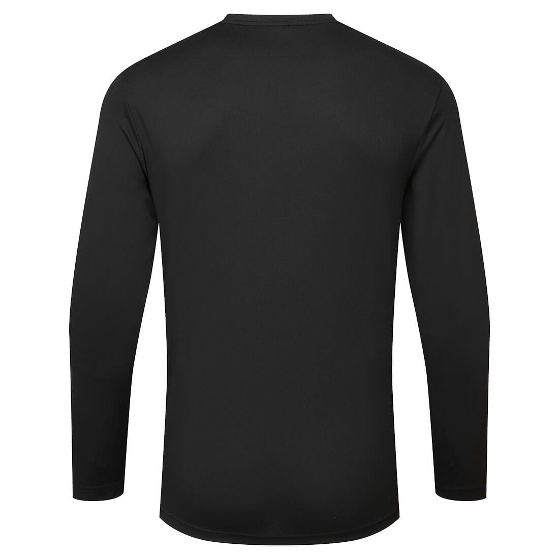 Schwarzes Langarmshirt mit Rundhalsausschnitt, Rückseite