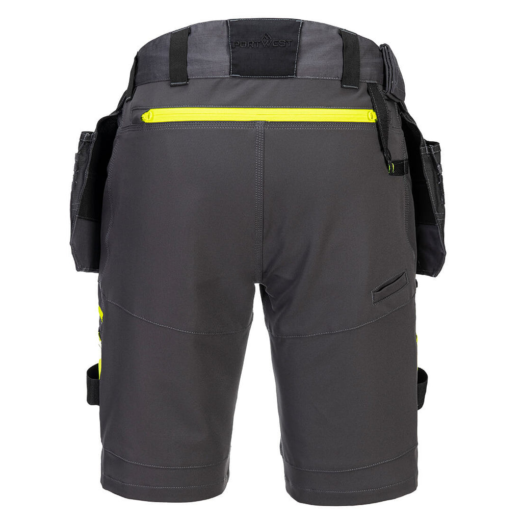 Abnehmbare Holstertaschen-Shorts, dunkelgrau, Rückansicht mit Zippfach und Gürtelschlaufen