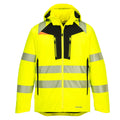 Warnschutz-Winterjacke gelb mit reflektierenden Bändern und Reißverschluss vorn