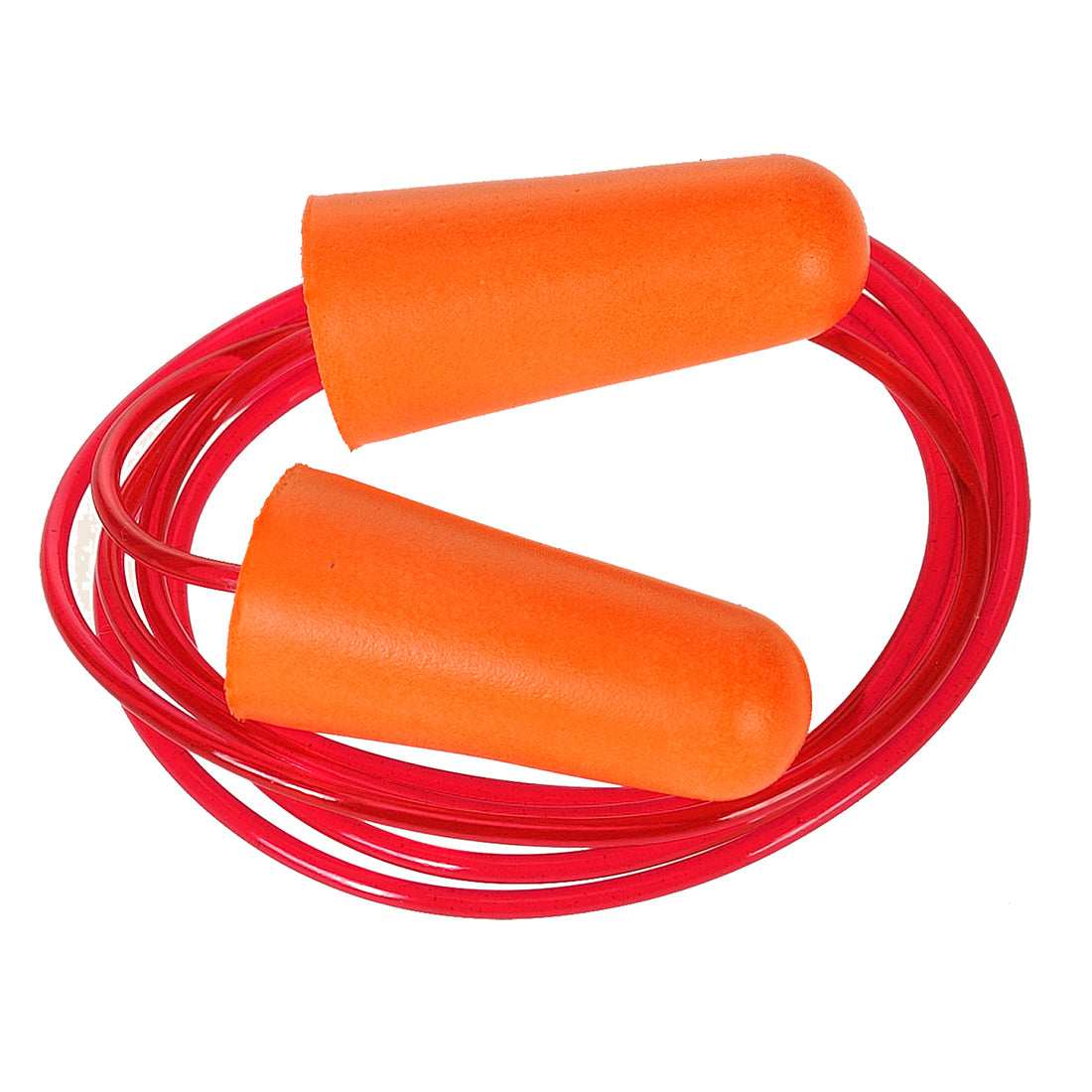 Gehörschutzstöpsel aus PU-Schaum mit rotem Band, zwei orange Stöpsel