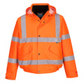 Orange Warnschutz-Winterpilotenjacke mit reflektierenden Streifen, Knöpfe vorn