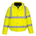 Neon-Gelbe Hi-Vis-Winterpilotjacke mit Kapuze, Knopfleiste und Reflexstreifen vorn
