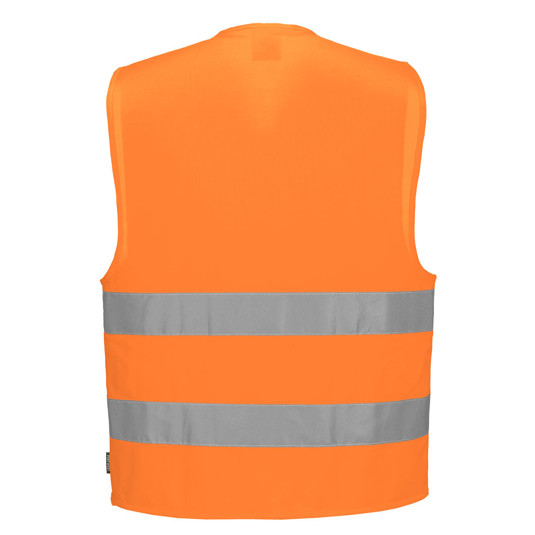 Orange Warnweste mit zwei Reflexstreifen auf der Rückseite