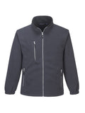 Fleecejacke mit Stehkragen, durchgehendem Reißverschluss und 2 Brusttaschen, dunkelgrau