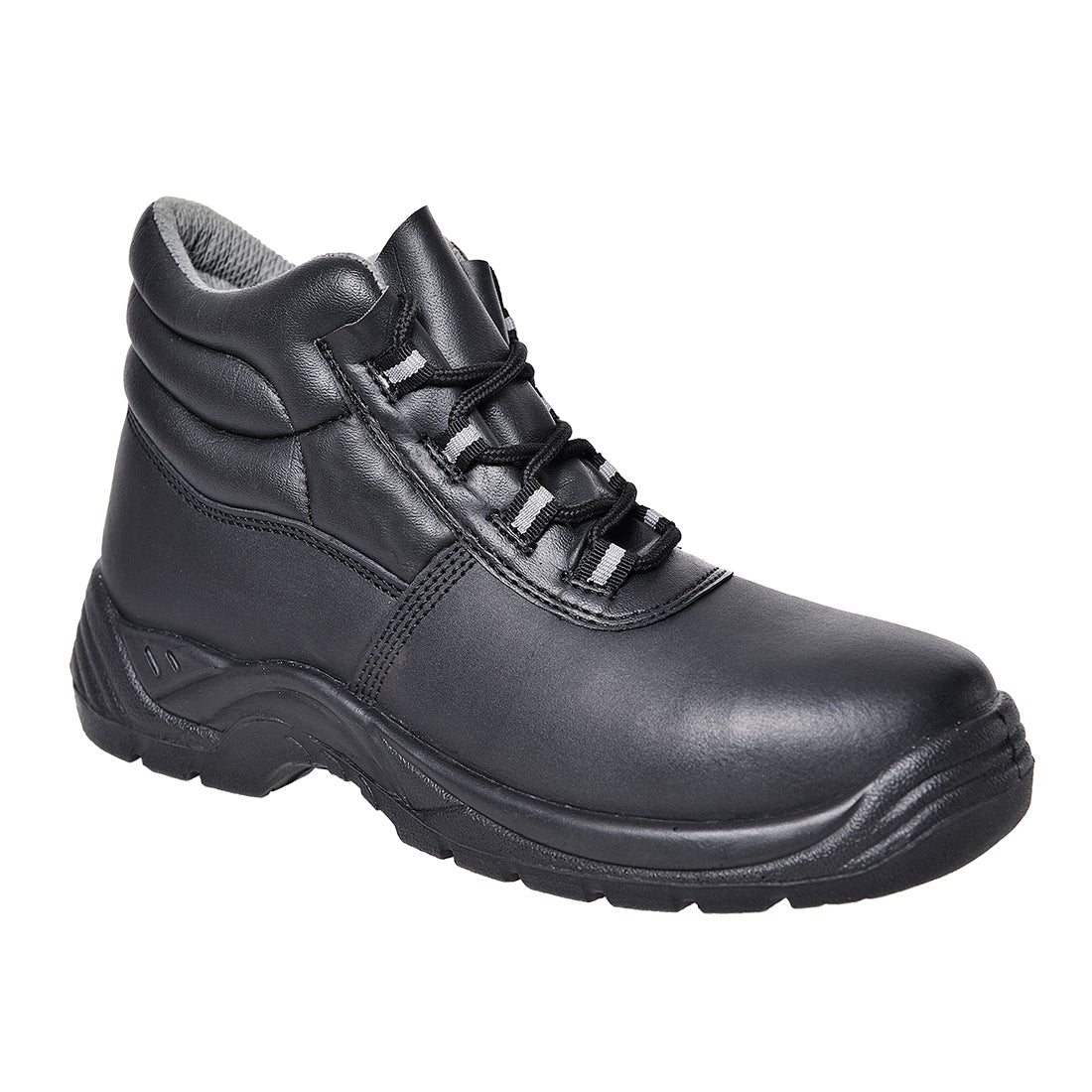 Portwest Sicherheitsstiefel S1, schwarzer Lederstiefel mit Schnürung und gepolstertem Schaft