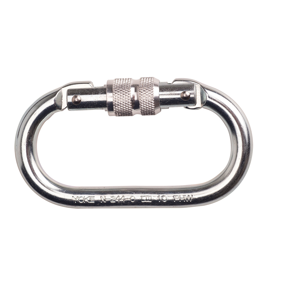 Schraubkarabiner aus Metall mit geriffeltem Schraubverschluss