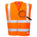 Orange Warnschutzweste mit breiten Reflexstreifen und Vordertaschen, ärmellos