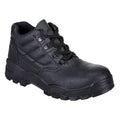 Sicherheitsstiefel mit Schnürung, gepolstertem Schaft und profilierter Gummisohle, schwarz