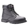 Dunkelgrauer Schnürstiefel aus Leder mit gepolstertem Schaft und Profilsohle