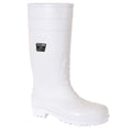Weiße Sicherheitsgummistiefel S4 mit Profilsohle und Typenschild
