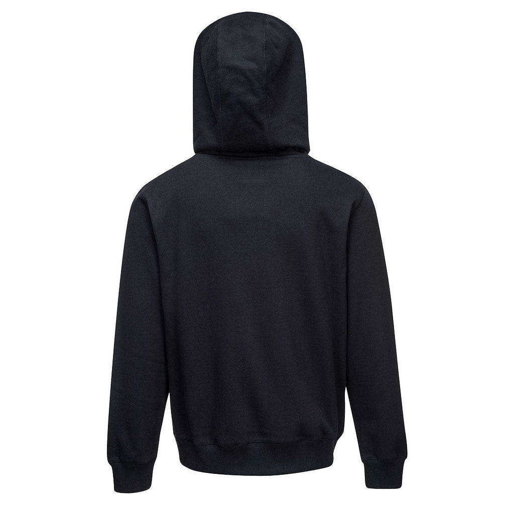 Sweatshirt-Hoodie mit Kapuze und durchgehendem Reißverschluss, Rückansicht