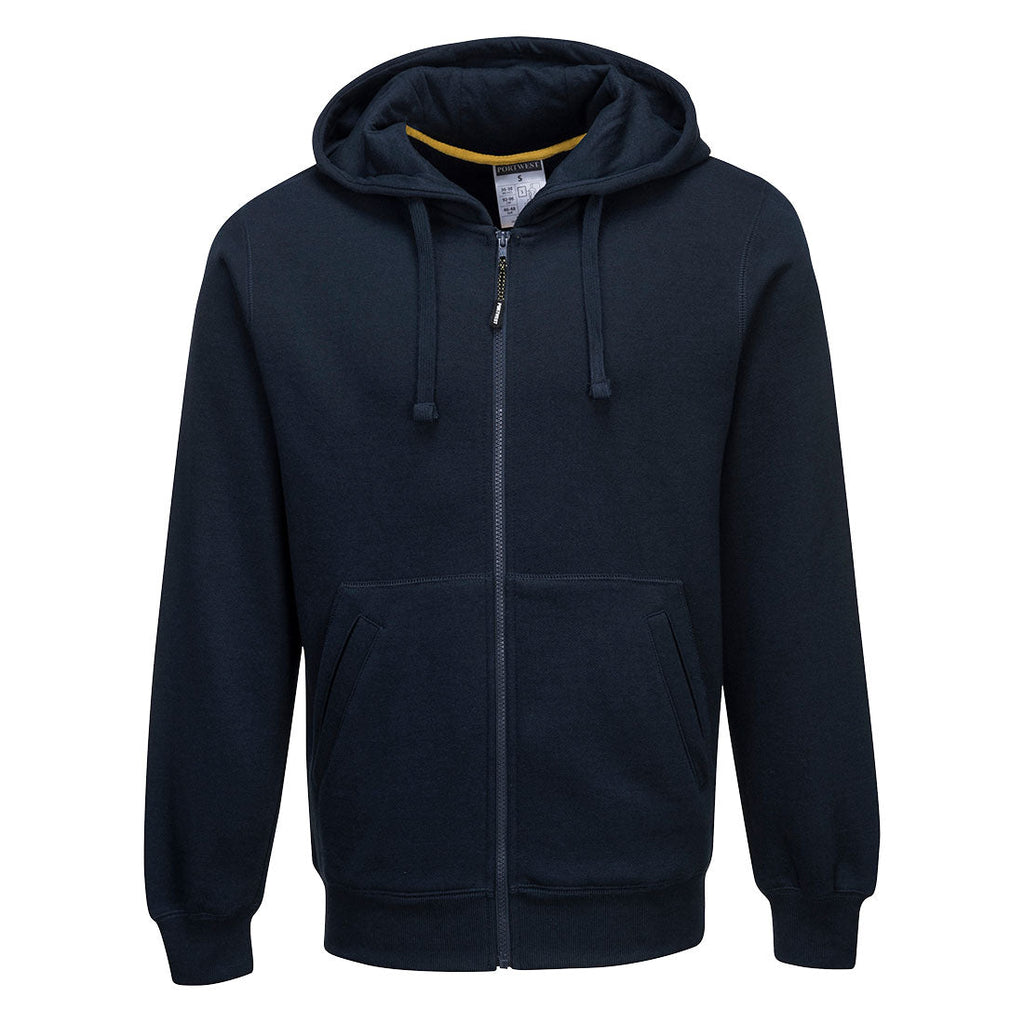 Hoodie-Sweatjacke mit Reißverschluss, dunkelblau, Kapuze und Kängurutaschen