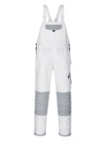 Portwest Latzhose Painters Pro KS56 in Weiß/Grau, mit Latz und Hosentaschen