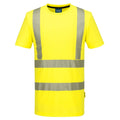 Neon-gelbes Sport-T-Shirt, kurzarm, mit reflektierenden Streifen vorn