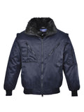 Pilotjacke PJ10 dunkelblau mit Kunstfellkragen, Frontreißverschluss, Taschen