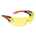Portwest Schutzbrille PS12 mit gelbem Visier und orange-schwarzem Rahmen
