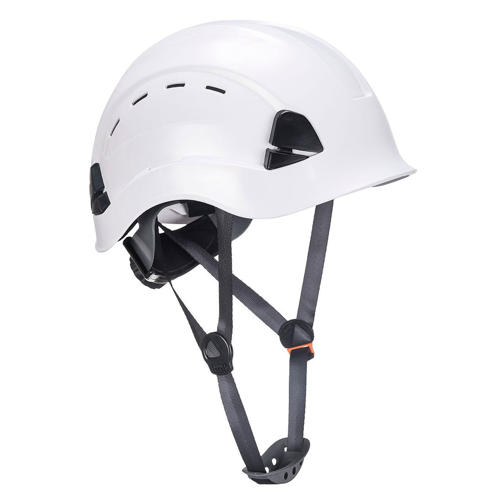 Portwest Endurance Helm PS63 für Höhenarbeiten, weißer Sicherheitshelm mit Kinnriemen