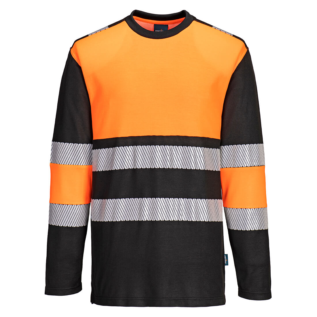 Warnschutz-Shirt langarm orange/schwarz mit reflektierenden Streifen, Klasse 1