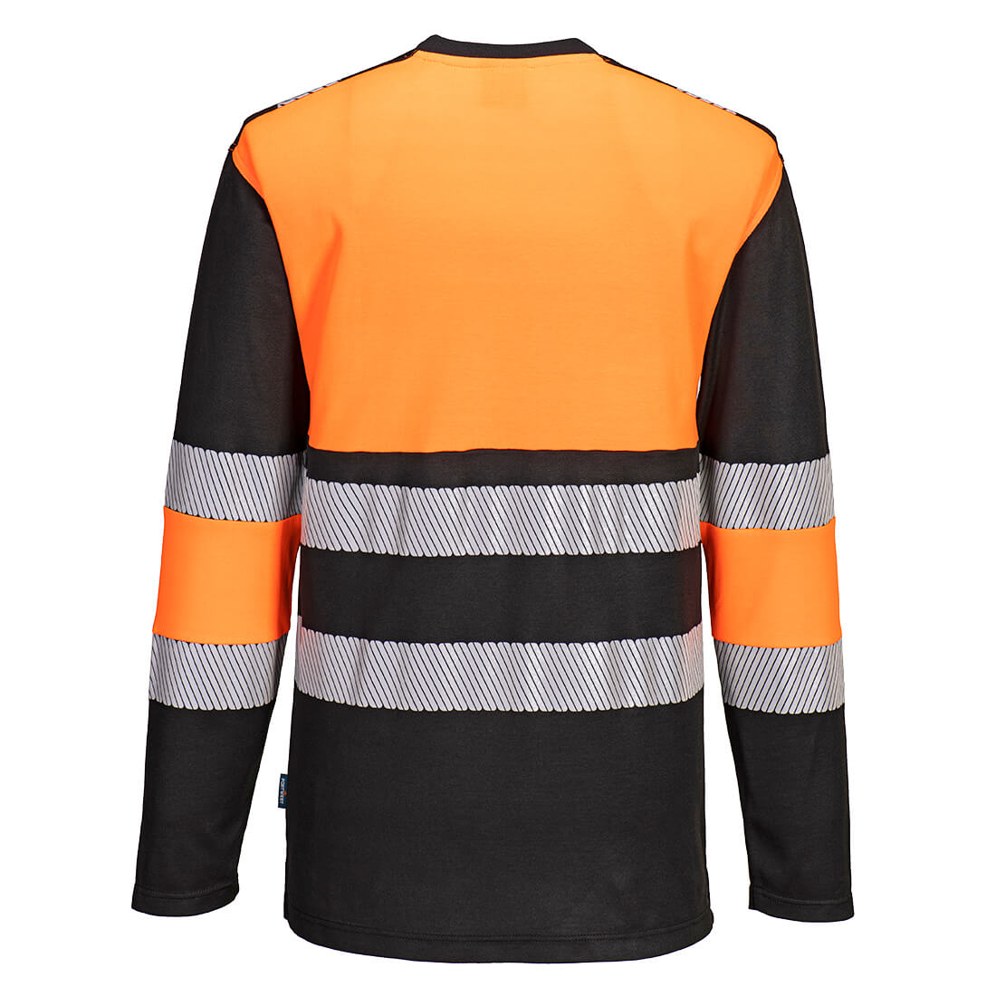 Warnschutz-Shirt langarm orange/schwarz mit reflektierenden Streifen, hinten