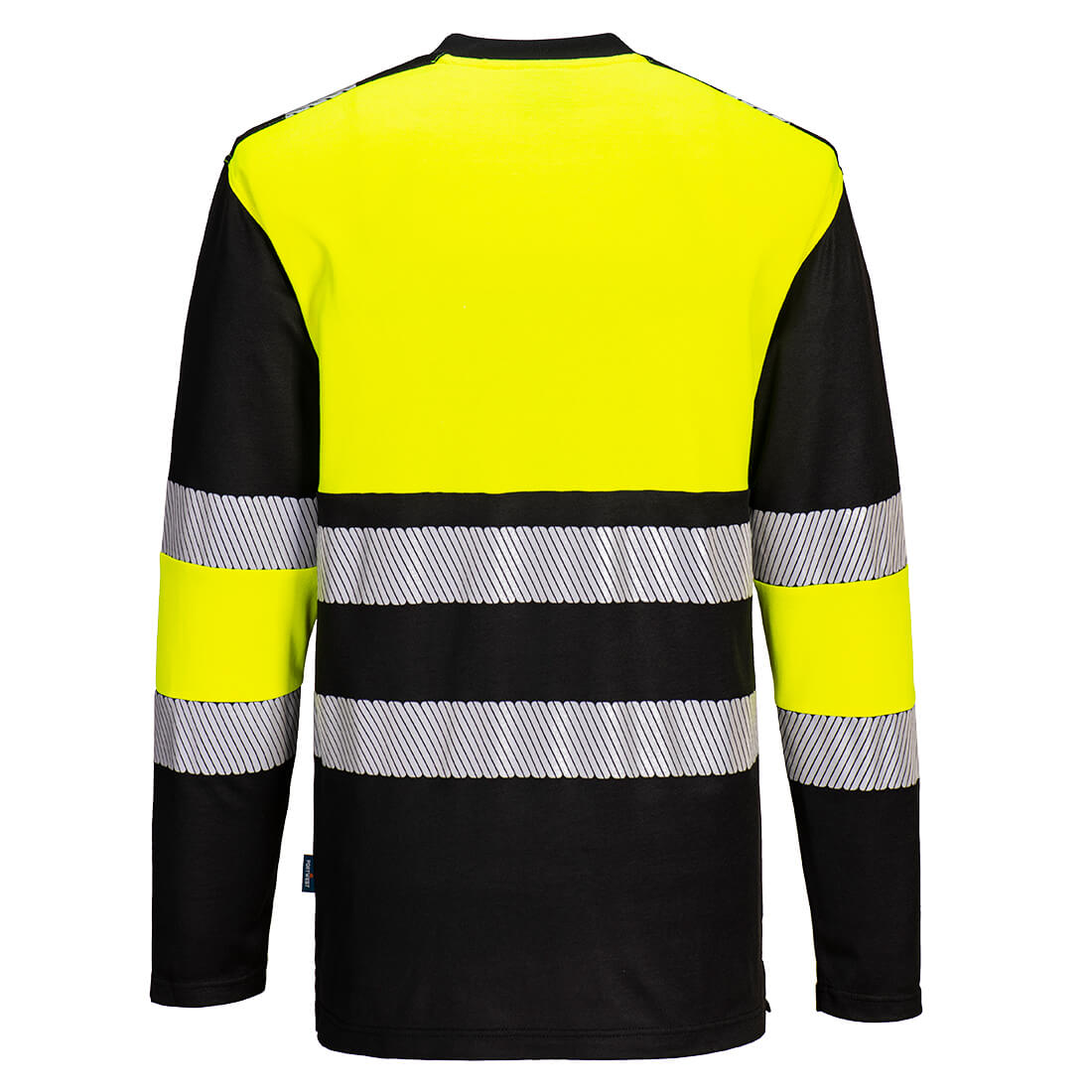 Warnschutz-T-Shirt mit langen Ärmeln, gelb-schwarz, Reflexstreifen hinten, Klasse 1