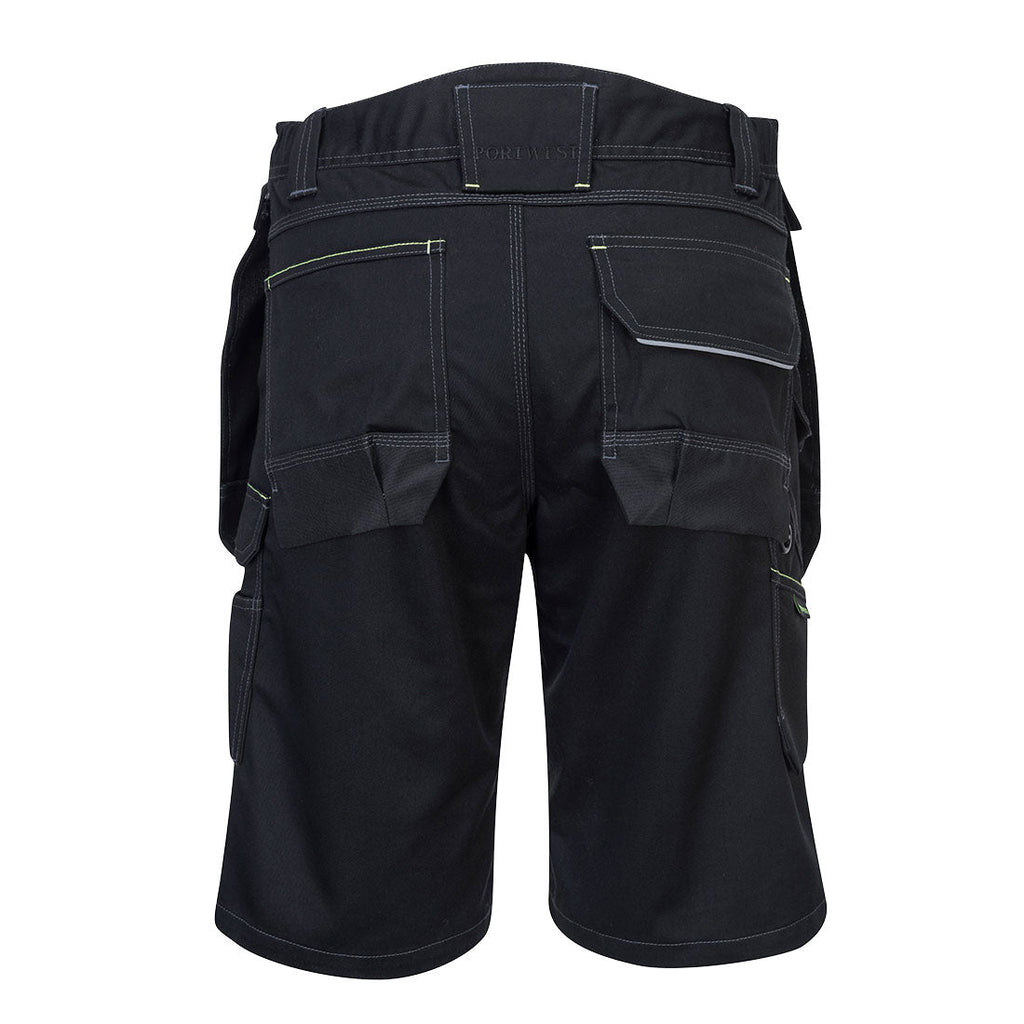 Shorts mit Holstertaschen und Gesäßtaschen, dunkles Schwarz, Rückansicht