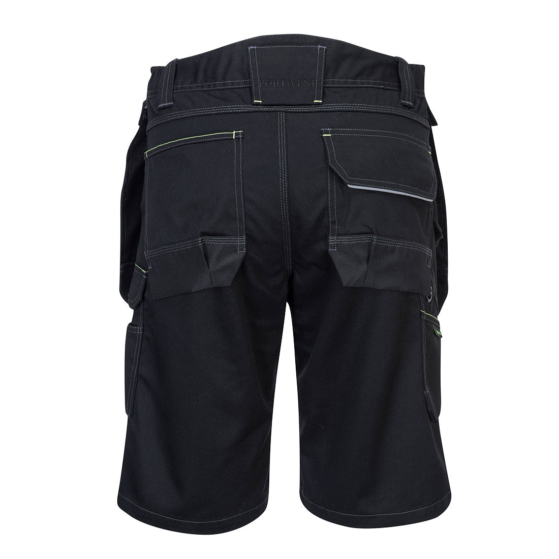 Shorts mit Holstertaschen und Gesäßtaschen, dunkles Schwarz, Rückansicht