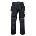 Schwarze Baumwoll-Bundhose mit Holstertaschen und Cargotaschen an den Beinen