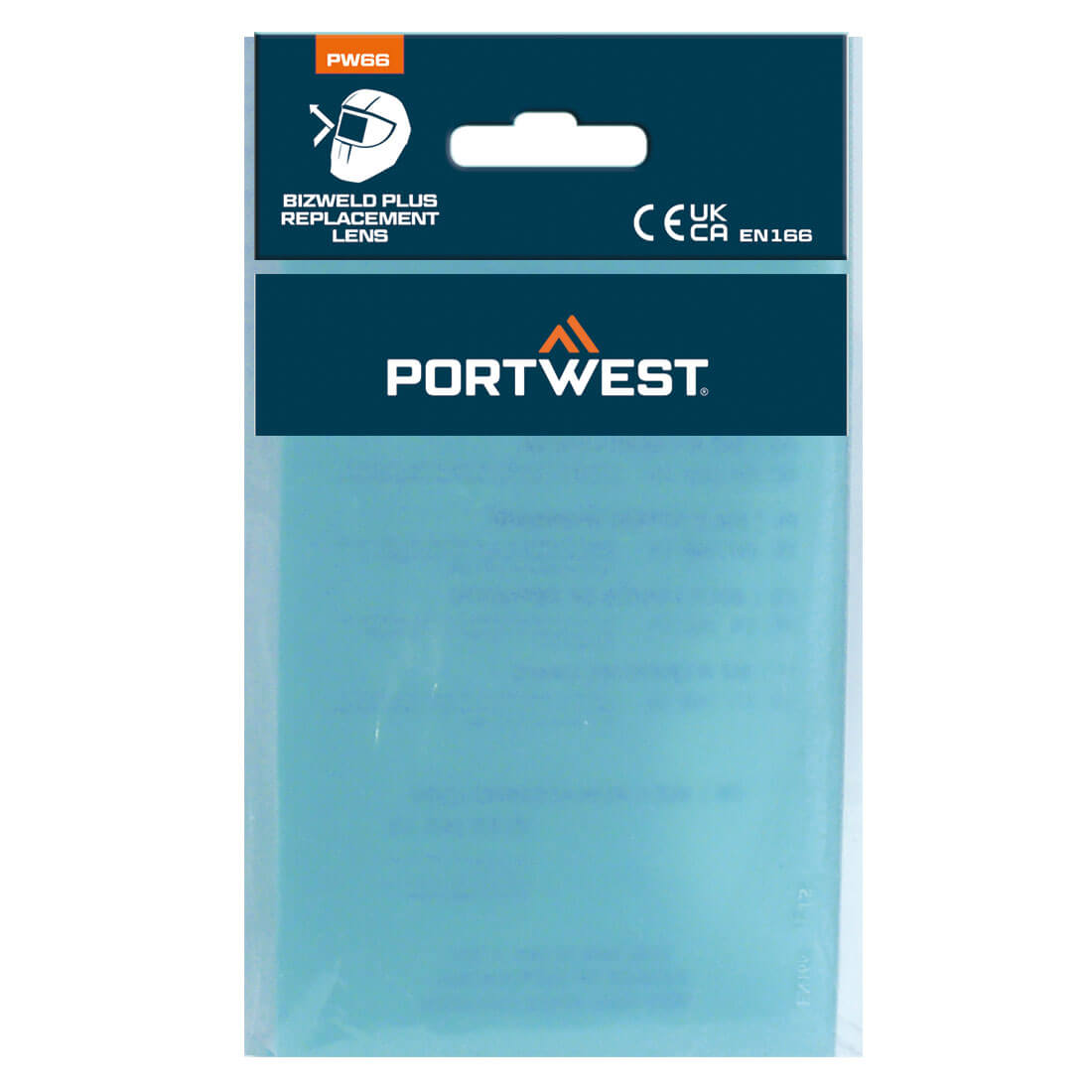 Portwest PW66 Ersatzscheibe für Schweißhelm, blaue Schutzscheibe in Verpackung