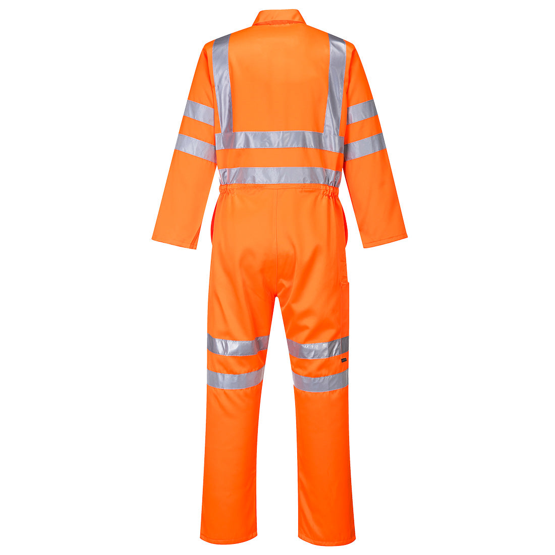 Warnschutzoverall-Rückansicht, orange, Reflexstreifen quer an Rumpf und Armen