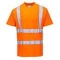 Orangefarbenes Warnschutz-Kurzarmshirt aus Baumwolle mit reflektierenden Streifen