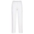 Portwest Damen Stretch-Cargo-Hose in Weiß mit seitlichen Taschen, Vorderseite
