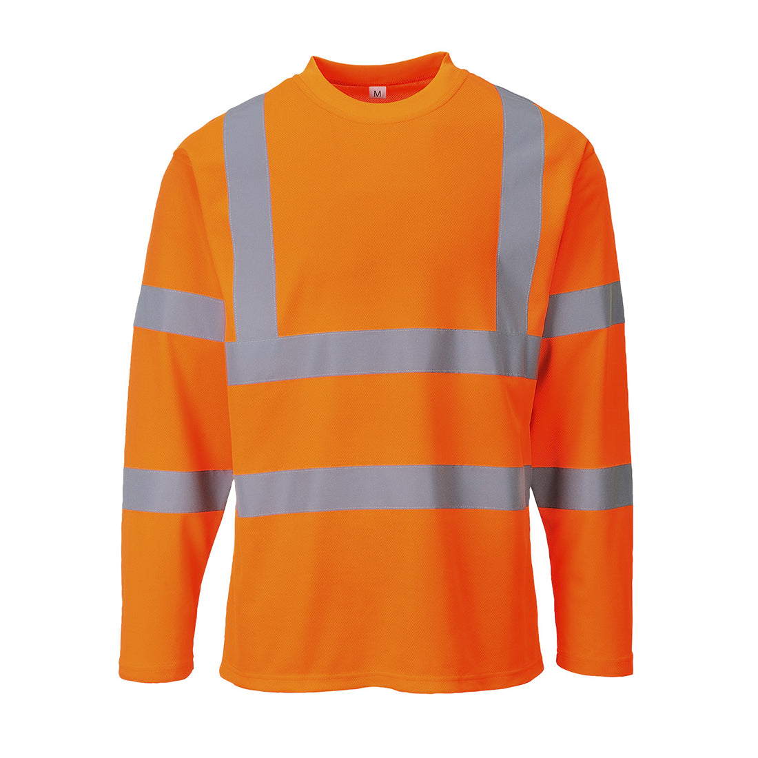 Warnschutz-Langarmshirt orange mit reflektierenden Streifen an Brust und Ärmeln