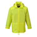 Portwest Warnschutz-Regenjacke S440, gelb-grün, mit Kapuze, Reißverschluss und reflektierenden Streifen