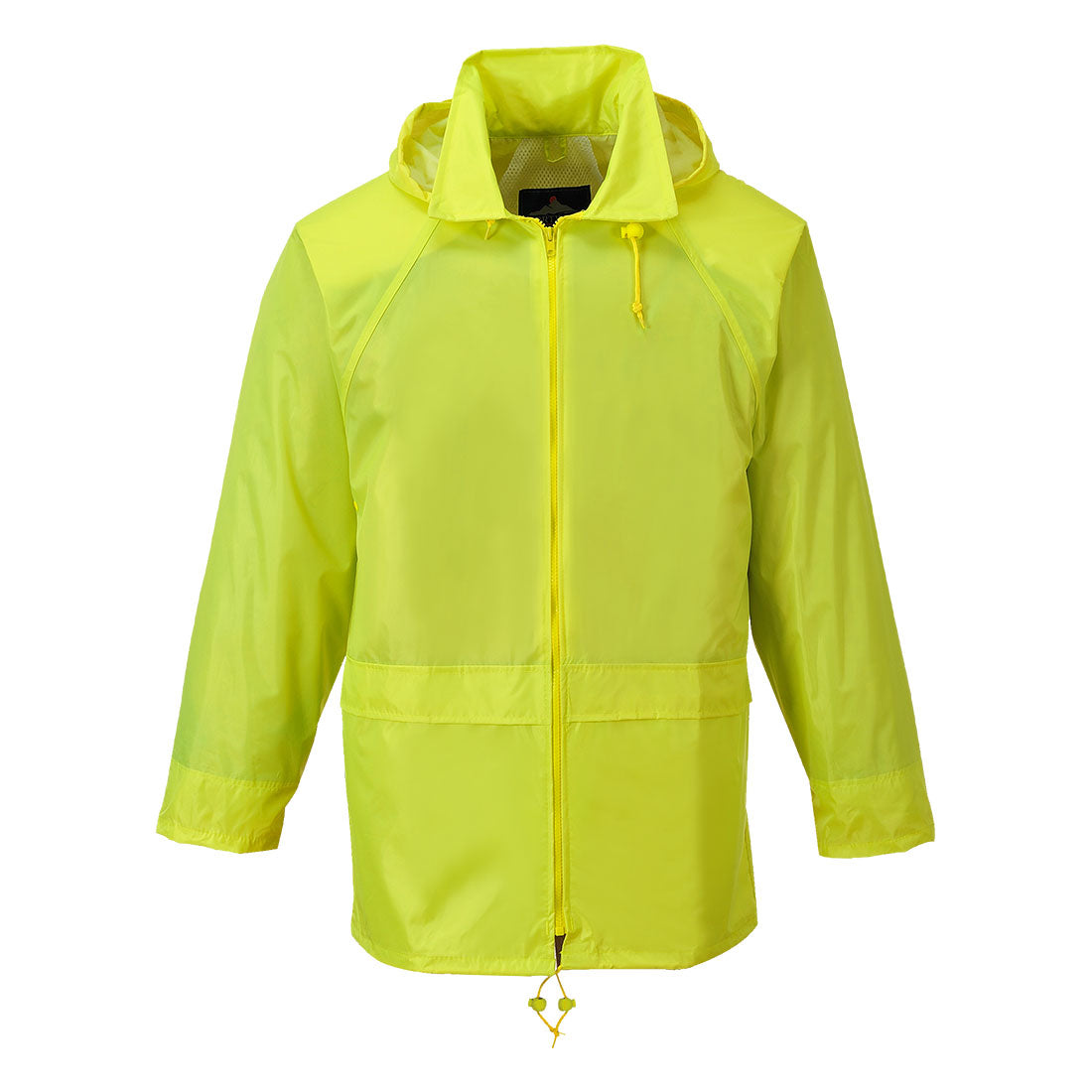 Portwest Warnschutz-Regenjacke S440, gelb-grün, mit Kapuze, Reißverschluss und reflektierenden Streifen