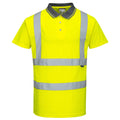 Warnschutz-Poloshirt kurzarm gelb mit reflektierenden Sicherheitsstreifen vorn