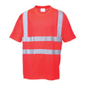 Warnschutz-T-Shirt rot mit kurzen Ärmeln und breiten Reflexstreifen