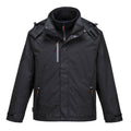 Portwest S553 Jacke, schwarze Arbeitsjacke mit Kapuze, durchgehendem Reißverschluss und Taschen