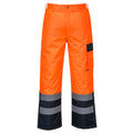 Portwest gefütterte Warnschutz-Kontrasthose S686 in Orange mit Marine und Reflexstreifen