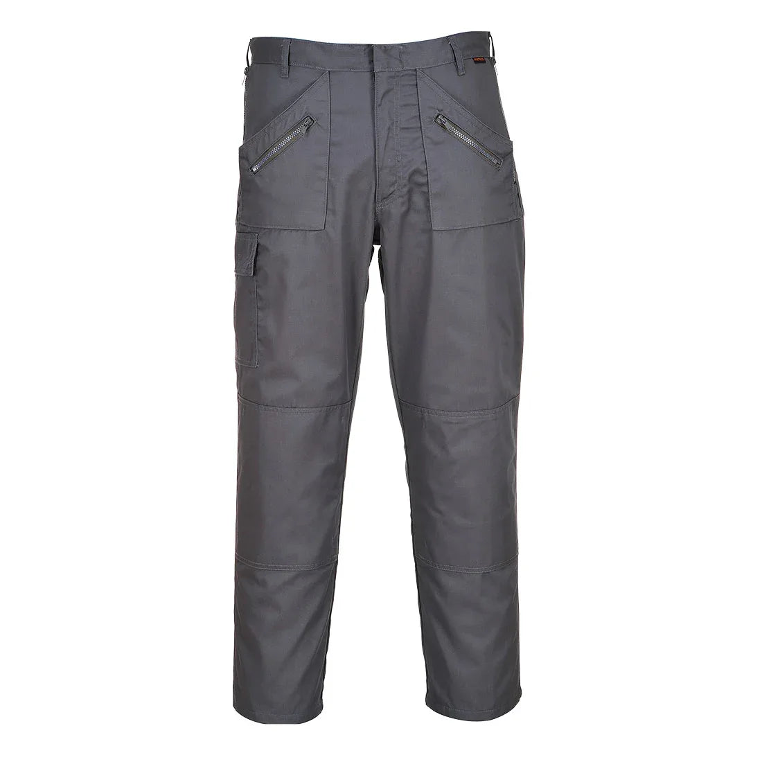 Graue Hose mit Reißverschluss und zwei Cargotaschen