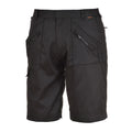 Schwarze Action-Shorts mit seitlichen Reißverschluss-Taschen und verstellbarem Bund