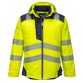 Warnschutz-Regenjacke gelb mit reflektierenden Streifen, Kapuze, Reißverschluss