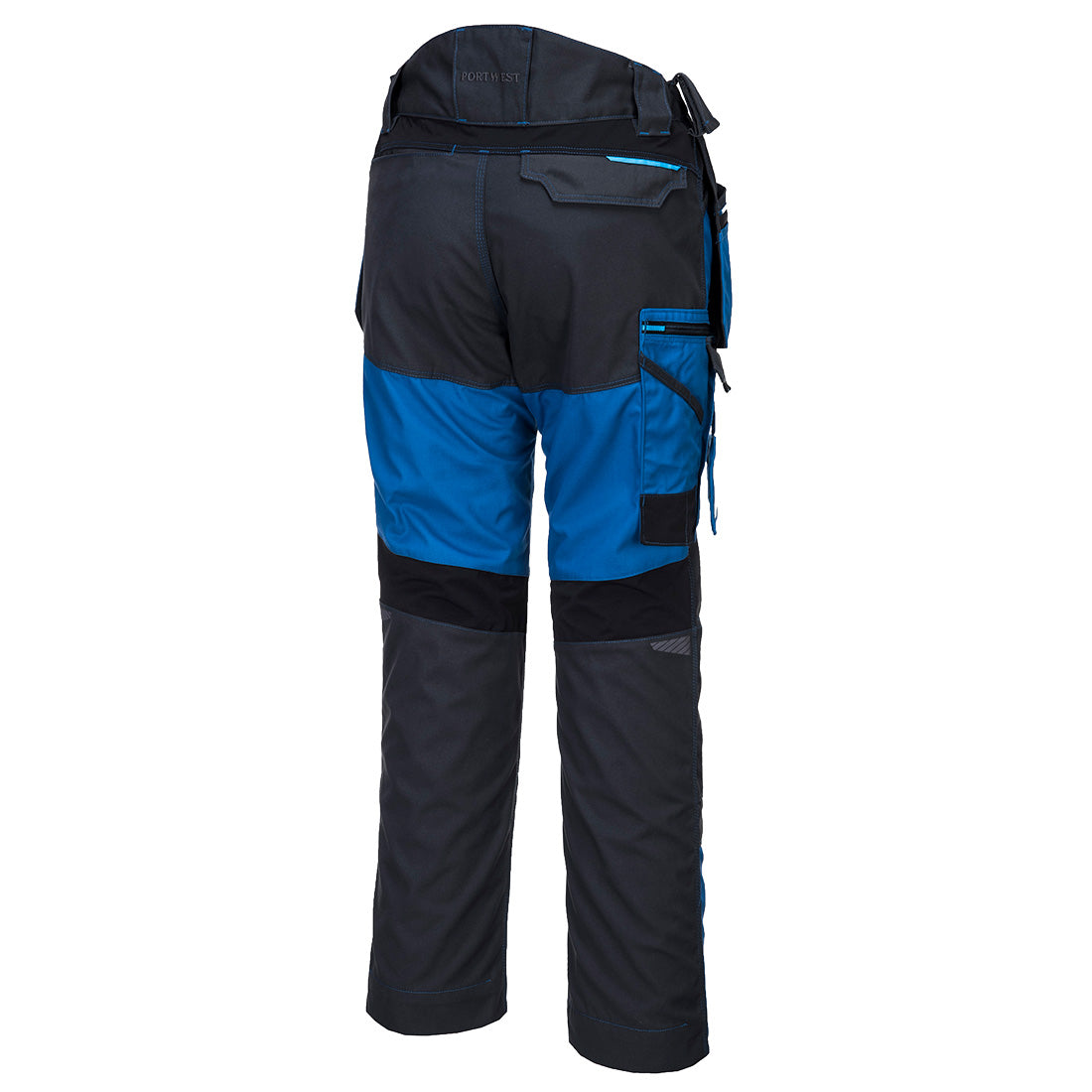 Arbeits-Bundhose in Blau/Schwarz mit Holstertaschen und reflektierenden Streifen