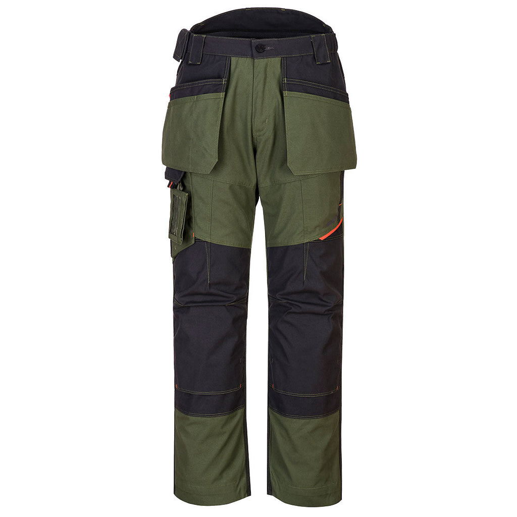 Bundhose in Olivgrün/Dunkelblau mit Holstertaschen und Knieverstärkungen