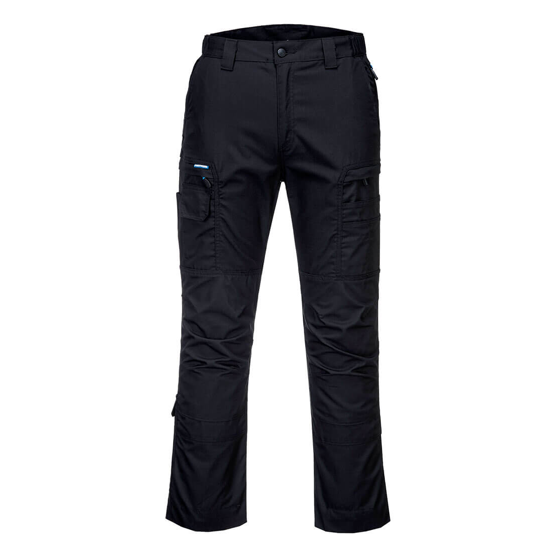Ripstop-Bundhose mit Cargotaschen, dunkler Stoff, Reißverschluss und Knopf vorne