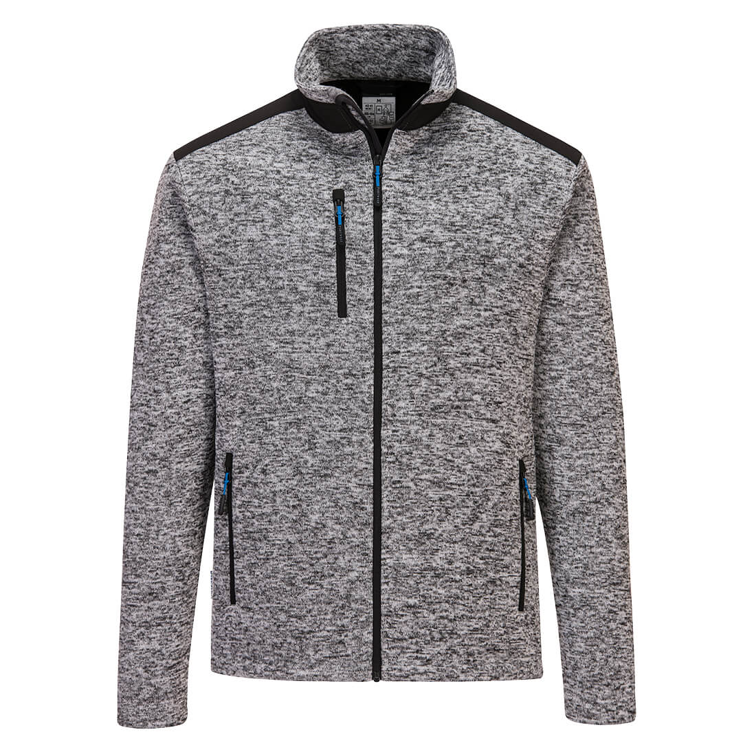 Fleecejacke mit Kapuze, durchgehendem Reißverschluss und Taschen, meliert grau