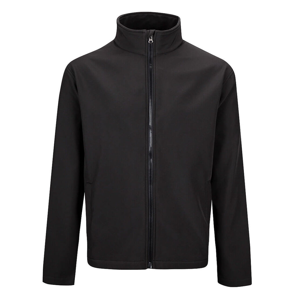 Herren-Softshelljacke mit Stehkragen und durchgehendem Reißverschluss, schwarz