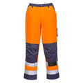 Warnschutz-Bundhose orange und marine mit Reflexstreifen, Taschen und Knieverstärkung